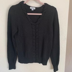 Black Sweater w/knotted decal size Medium